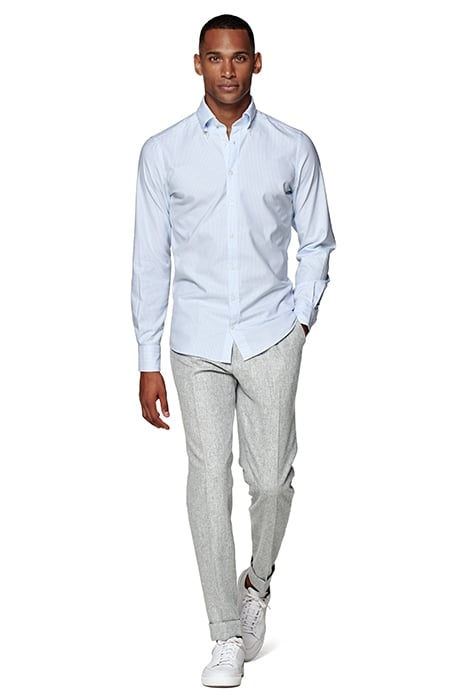 STRETCH OXFORD L. BLUE STRIPE LIGHT BLUE 3