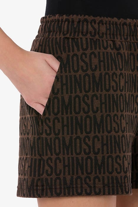 ALLOVER LOGO FLEECE SHORTS BROWN 4