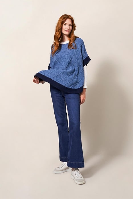 FERN KNITTED PONCHO MID BLUE 1