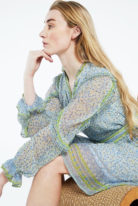 ADRIENNE DRESS CREAM WHITE/RIAD BLU 3