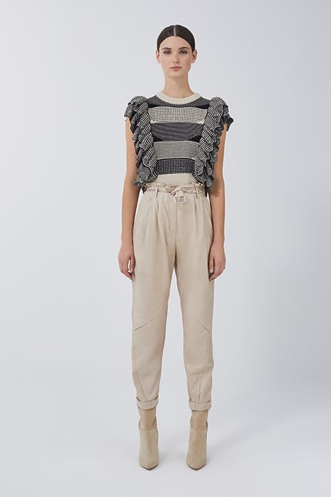 SIRANA LEATHER PANT IN BEIGE 1