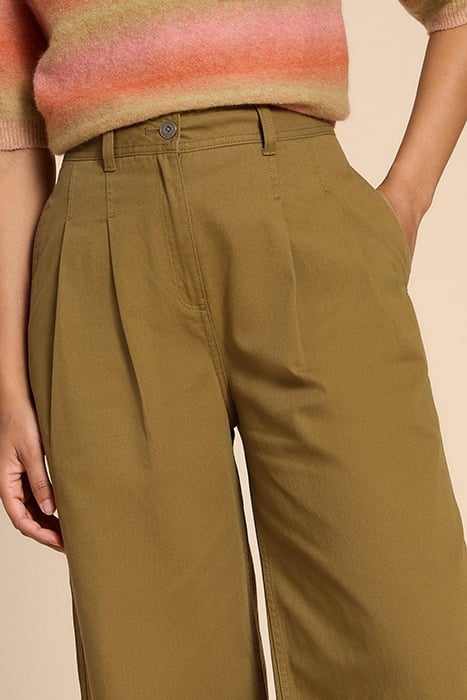 SAMIRA WIDE LEG CROP TROUSER KHAKI GREEN 4