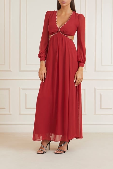 URSULA GOWN SOLID LACQUER MAXI DRESS RED 1