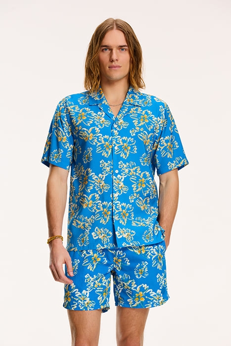 MEN SHORTSLEEVE WASHED FLOWER SKYDIVE BLUE 1