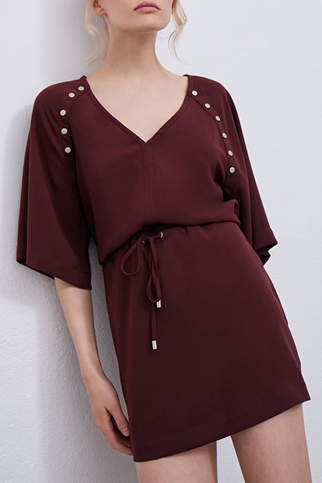 GARNET DRESS WITH PRESS STUD DECOR 1