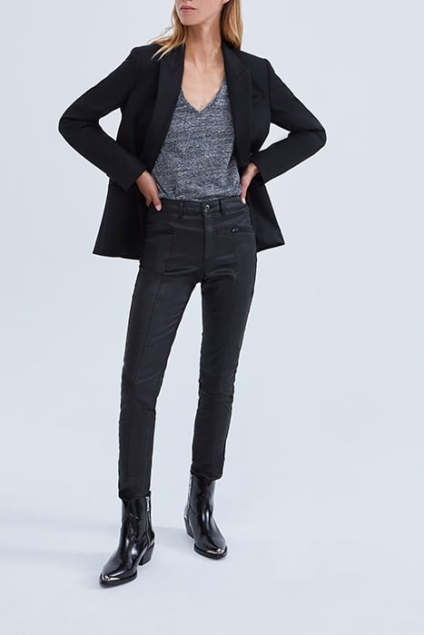 BLACK COATED HIGH-WAIST SCULPT-UP SLIM JEANS 6