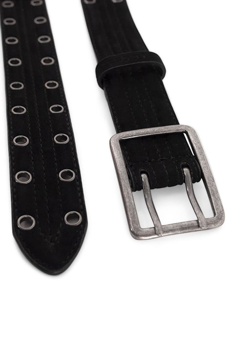 BLACK QUILTED SUEDE BELT WITH EYELETS 4