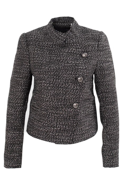 BLACK TWEED-LOOK BIKER-STYLE JACKET 4