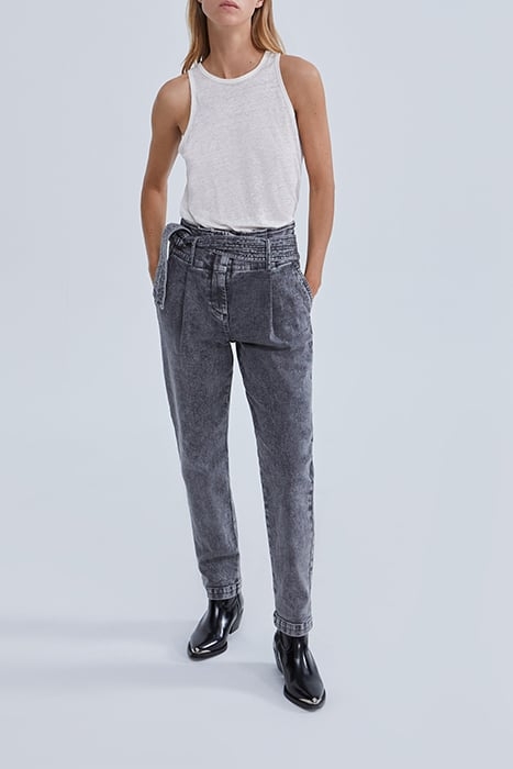 GREY BELTED HIGH-WAIST BOOTCUT JEANS 2