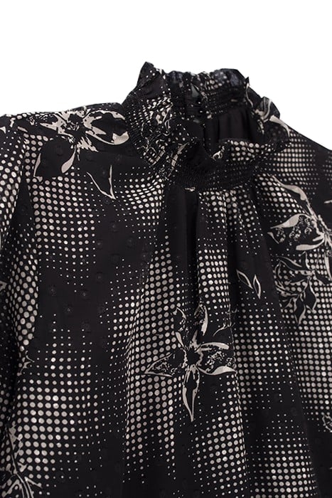 BLACK DRESS WITH ECRU DANDY FLOWER PRINT 7