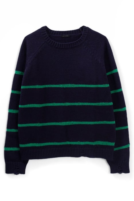 NAVY KNIT SWEATER WITH GREEN STRIPES 4