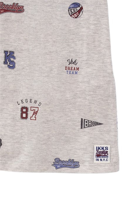 BOYS’ GREY ALL-OVER BADGES ORGANIC COTTON T-SHIRT 4