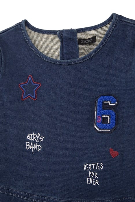 GIRLS’ RAW DENIM EMBROIDERED SKATER DRESS 3