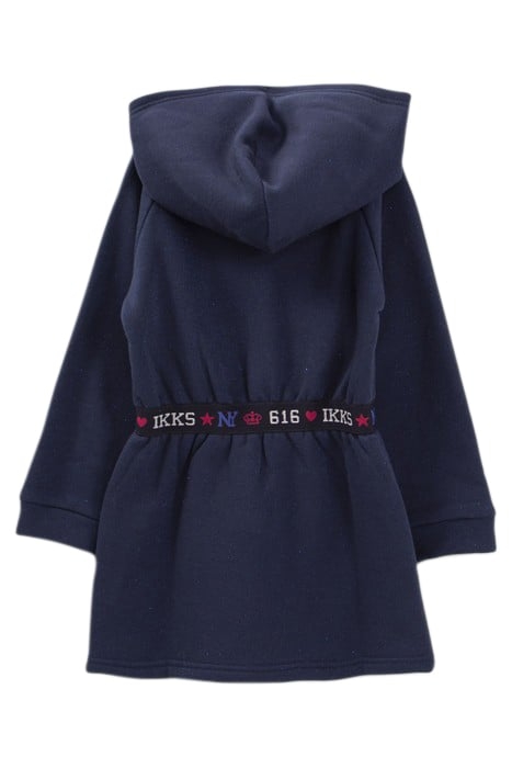 GIRLS’ NAVY GLITTERY HOODED SWEATSHIRT DRESS 2