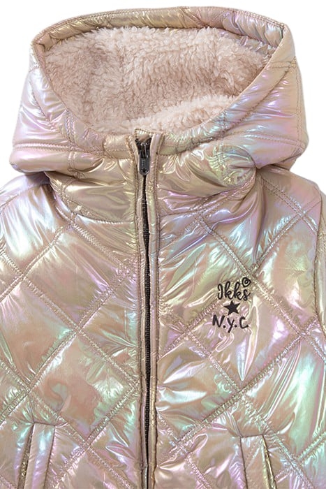 GIRLS’ IRIDESCENT BEIGE QUILTED PADDED JACKET 5