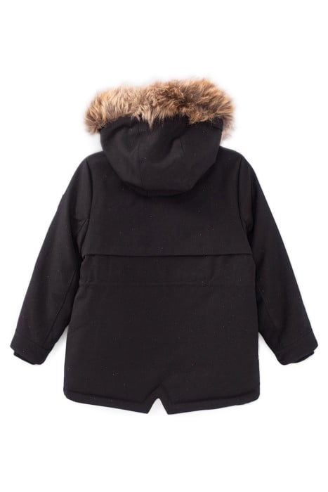 GIRLS’ 2-IN-1 BLACK GLITTERY PARKA AND QUILTED JACKET 2