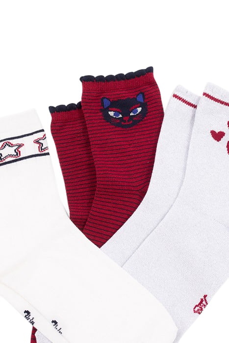 GIRLS’ WHITE/RED/SILVER SOCKS 3