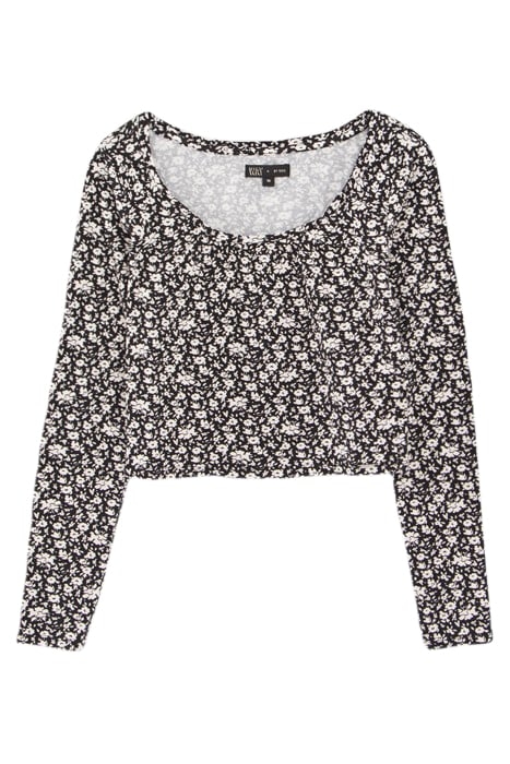 GIRLS’ BLACK FLORAL PRINT T-SHIRT 1
