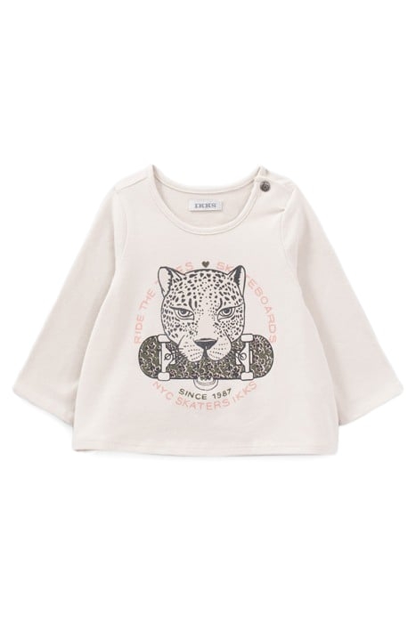 BABY GIRLS’ BEIGE LEOPARD AND SKATEBOARD IMAGE T-SHIRT 1