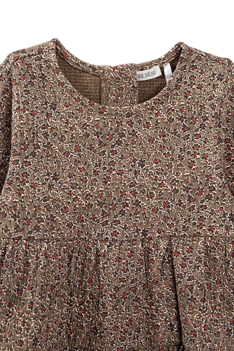 BABY GIRLS’ KHAKI LEOPARD FLORAL PRINT DRESS 3