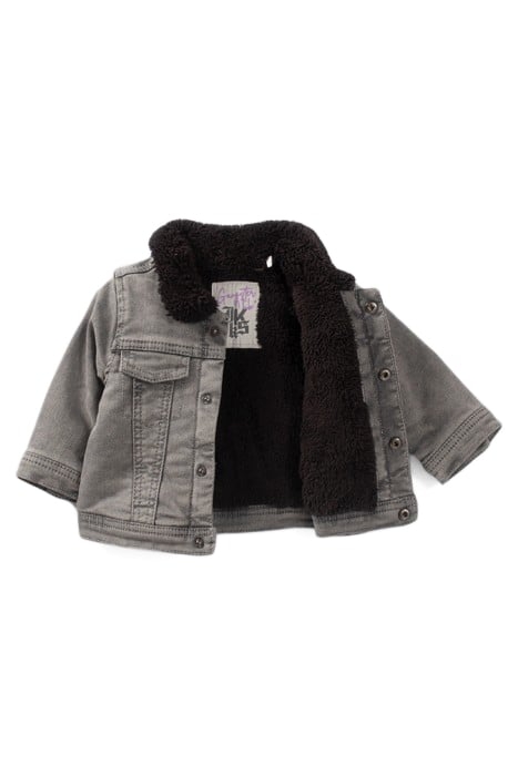 BABY BOYS’ GREY FUR-LINED DENIM JACKET, EMBROIDERED BACK 3