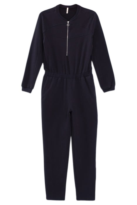 NAVY SWEATSHIRT FABRIC ZIPPED JUMPSUIT 3