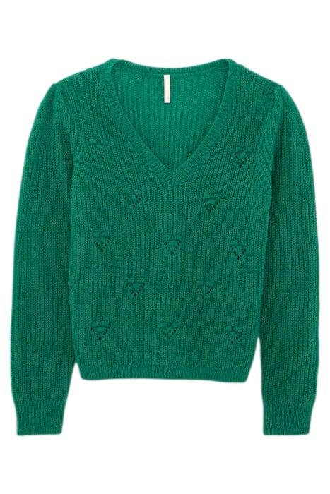 NEON GREEN DECORATIVE STITCH KNIT SWEATER 1