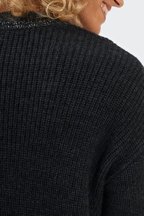 CHARCOAL LUREX KNIT V-NECKLINE DRESS 7