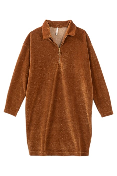 TOBACCO GLITTERY VELVET SWEATSHIRT DRESS 4
