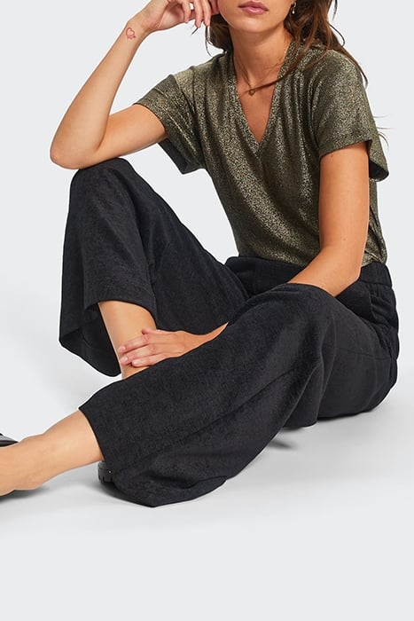 BLACK VELVET WIDE-LEG TROUSERS 5