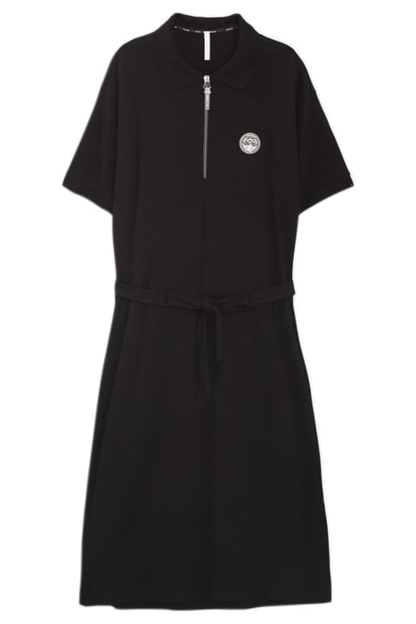 BLACK PIQUE KNIT LONG POLO-SHIRT DRESS 4