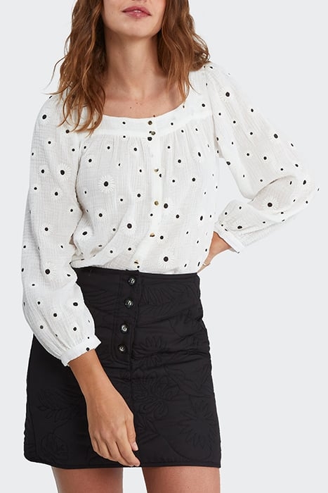 BLACK QUILTED PLANT FABRIC SHORT SKIRT 1