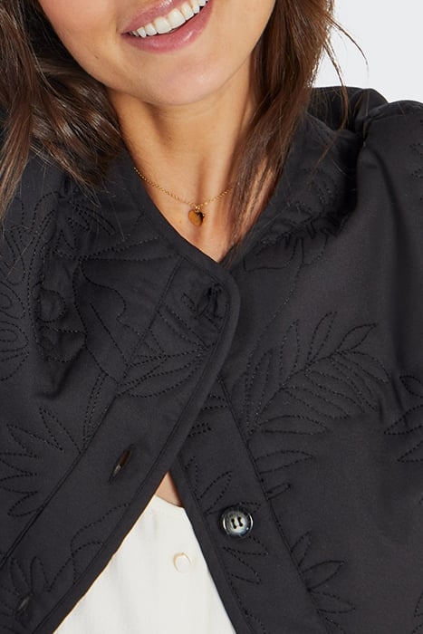 BLACK QUILTED PLANT FABRIC JACKET 5