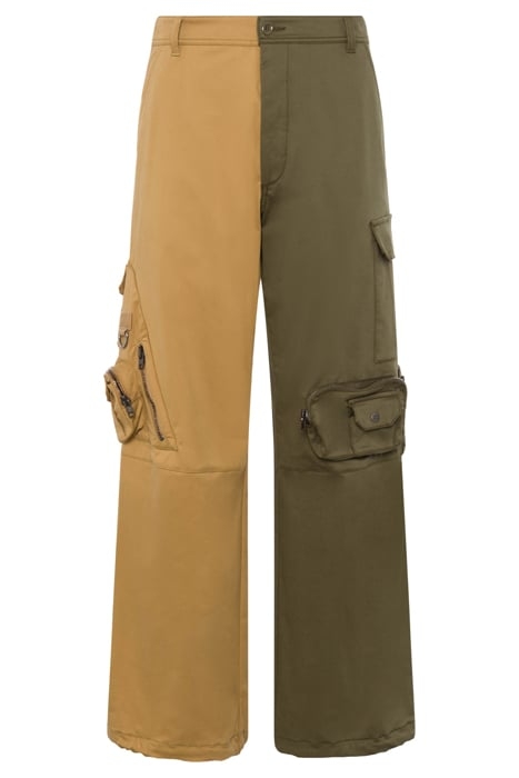 TWO-TONE CARGO TROUSERS IN MATT SATIN BEIGE 3