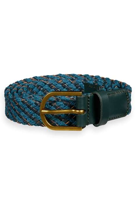 BRAIDED LEATHER AND CORD BELT HARBOUR TEAL 1