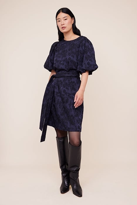 JACQUARD DRESS WITH BELT DARK SAPPHIRE / BLACK 1