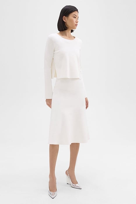 LAYERED TRUMPET DRESS IN CREPE KNIT WHITE 2