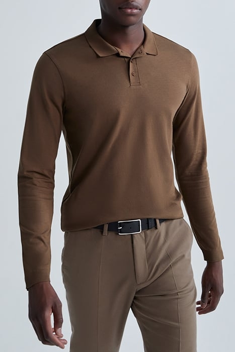 CAPPUCCINO COTTON MODAL LONG-SLEEVE POLO SHIRT CAPPUCINO 4