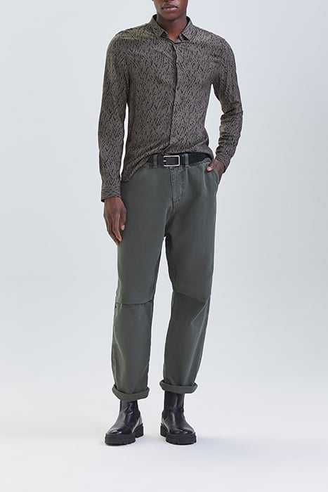 KHAKI LENZING™ ECOVERO™ CHEVRON SLIM SHIRT KHAKI 3