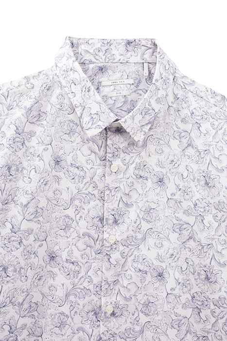 WHITE LIBERTY FABRIC SLIM SHIRT, BLUE FLOWERS WHITE 3