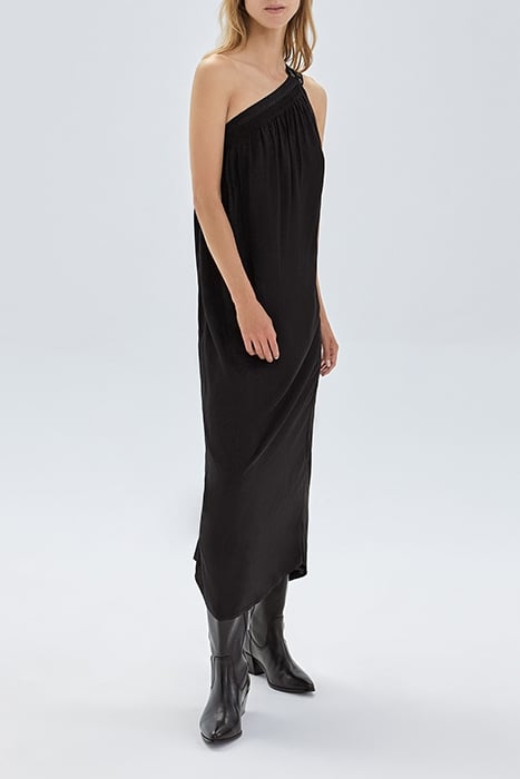 PURE EDITION- BLACK LONG ASYMMETRIC DRESS BLACK 1