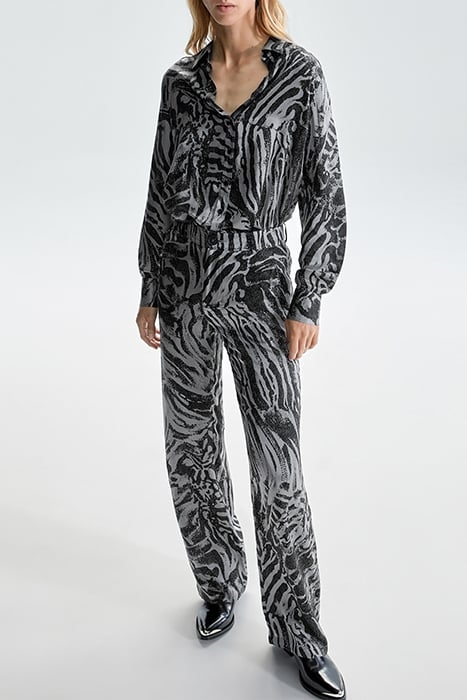 PURE EDITION- GREY WIDE-LEG ZEBRA PRINT TROUSERS GREY 3