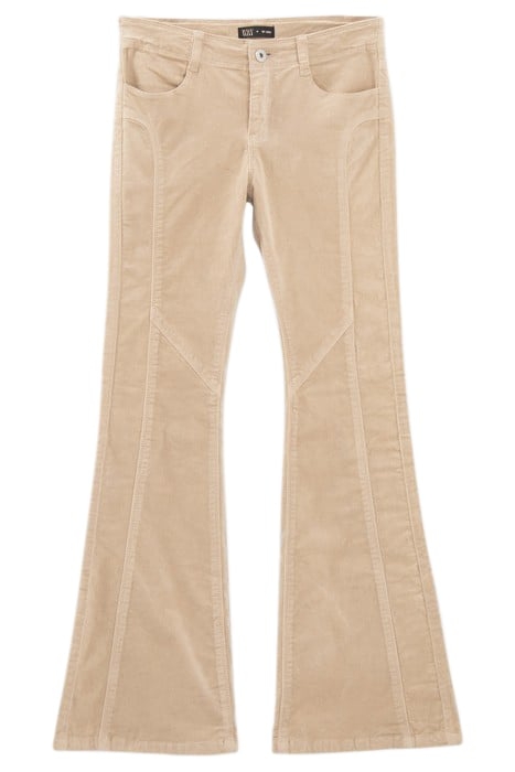 GIRLS’ BEIGE VELVET LOW-WAIST FLARED TROUSERS BEIGE 1