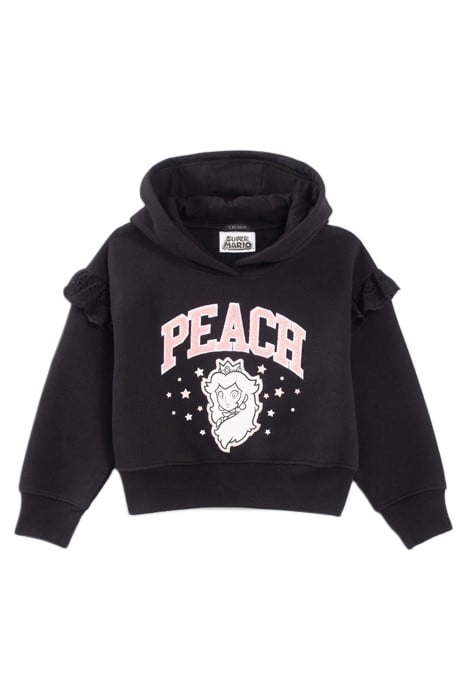 GIRLS’ BLACK PRINCESS PEACH HOODIE WITH PEACH IMAGE BLACK 2