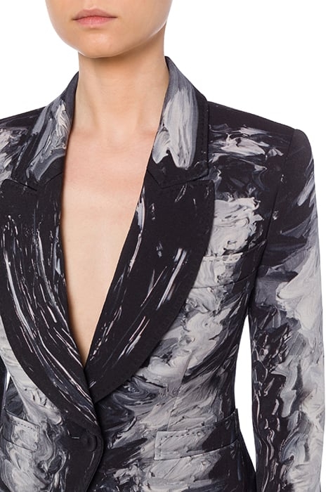 PAINTING WOOL SATIN JACKET BLACK 4
