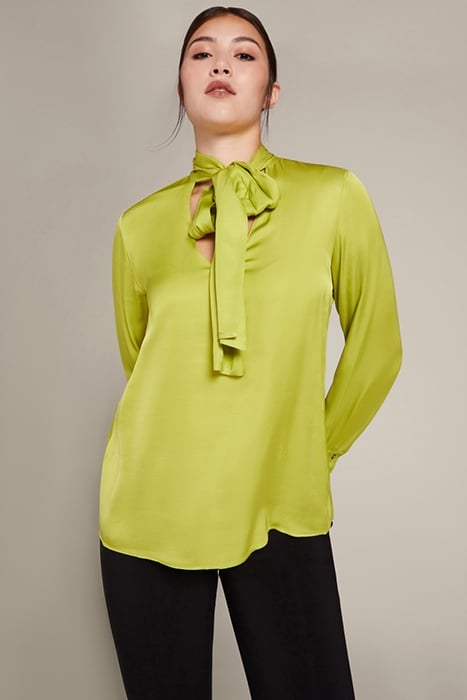 ECOVERO™ SATIN BLOUSE WITH BOW GREEN 1