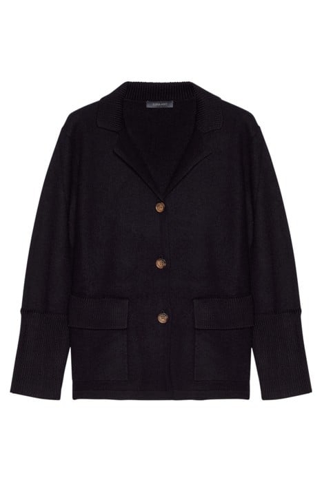 FELTED WOOL BOXY CUT CARDIGAN BLUE 4