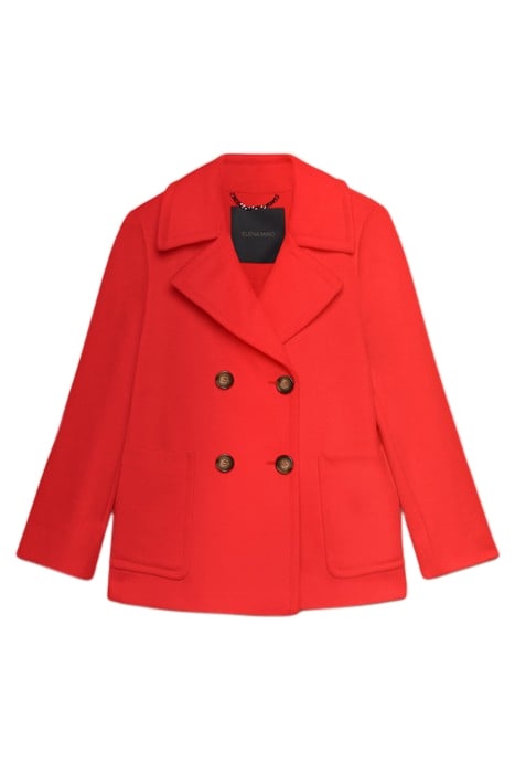 DOUBLE-BREASTED PEA COAT IN LUXURY WORSTED CLOTH RED 4