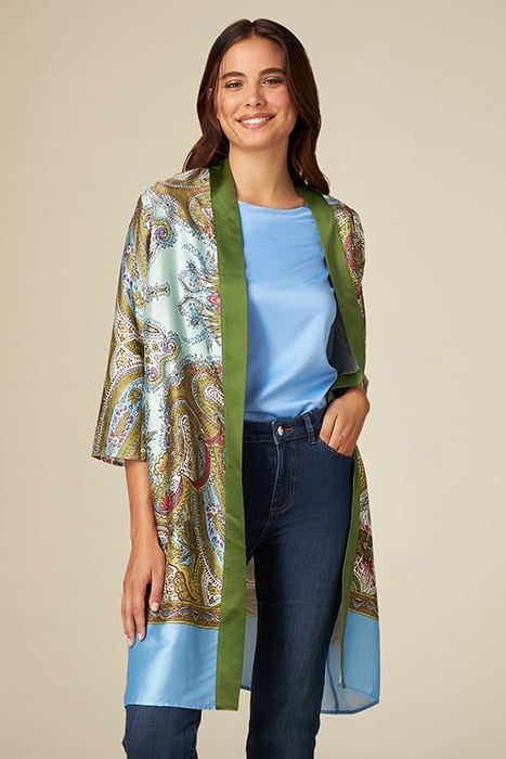 PATTERNED TWILL KIMONO GREEN 1