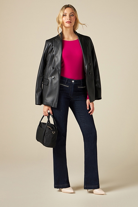 BLUE RINSE FLARED JEANS WITH JEWEL DETAIL BLUE 1